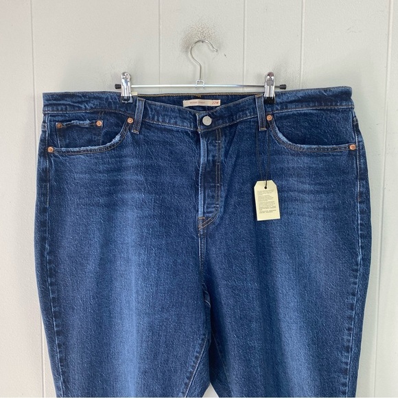 Levi's Wedgie Straight Jeans Women's Plus Size 22W Blue Denim Cropped Button Fly - Picture 2 of 14